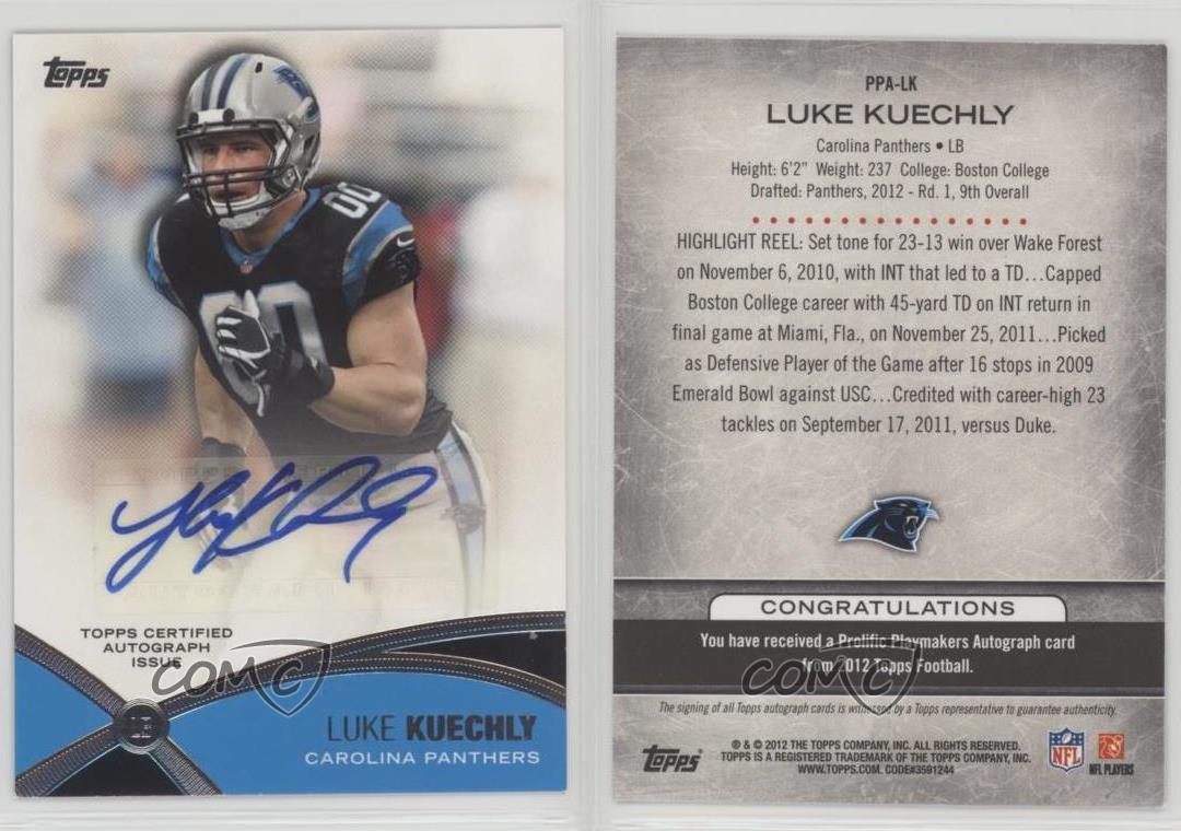 2012 Topps Prolific Playmakers Auto Luke Kuechly #PPA-LK Rookie Auto RC