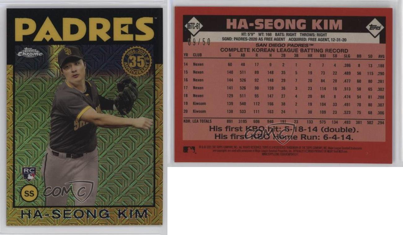 Topps Gold 2021/50 Ha-Seong Kim #86TC-61 Rookie RC - Imagen 3 de 3