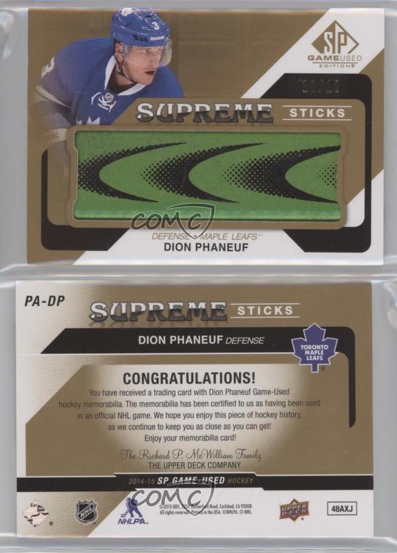 2014-15 SP Juego Usado Supreme Sticks/Guantes/Patines/12 Dion Phaneuf #PA-DP - Imagen 4 de 4
