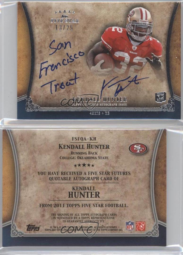 2011 Topps Five Star Futures Quotable /25 Kendall Hunter Rookie Auto RC - Picture 4 of 4