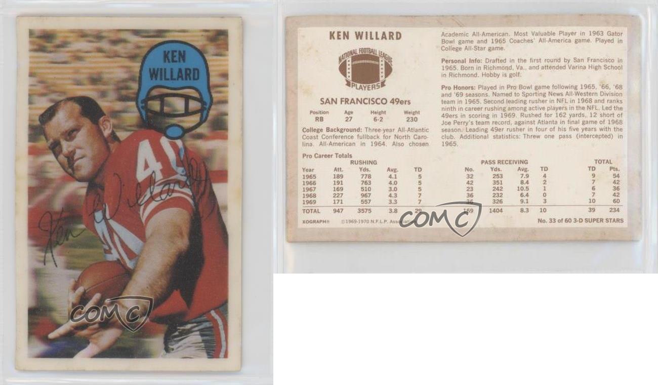 thumbnail 4  - 1970 Kellogg&#039;s 3-D Super Stars Ken Willard #33