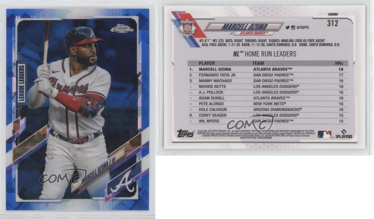 Topps 2021 edición cromo zafiro líderes de la liga Marcell Ozuna #312 - Imagen 4 de 4