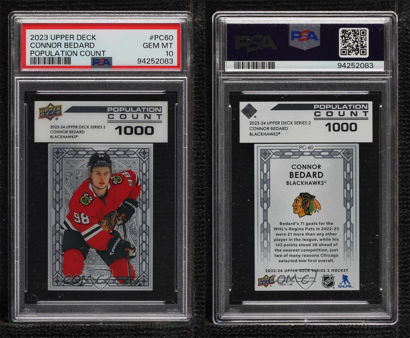 2023 Série 2 Population Count 1000 Connor Bedard #PC-60 PSA vendre 10 GEM MT Rookie RC