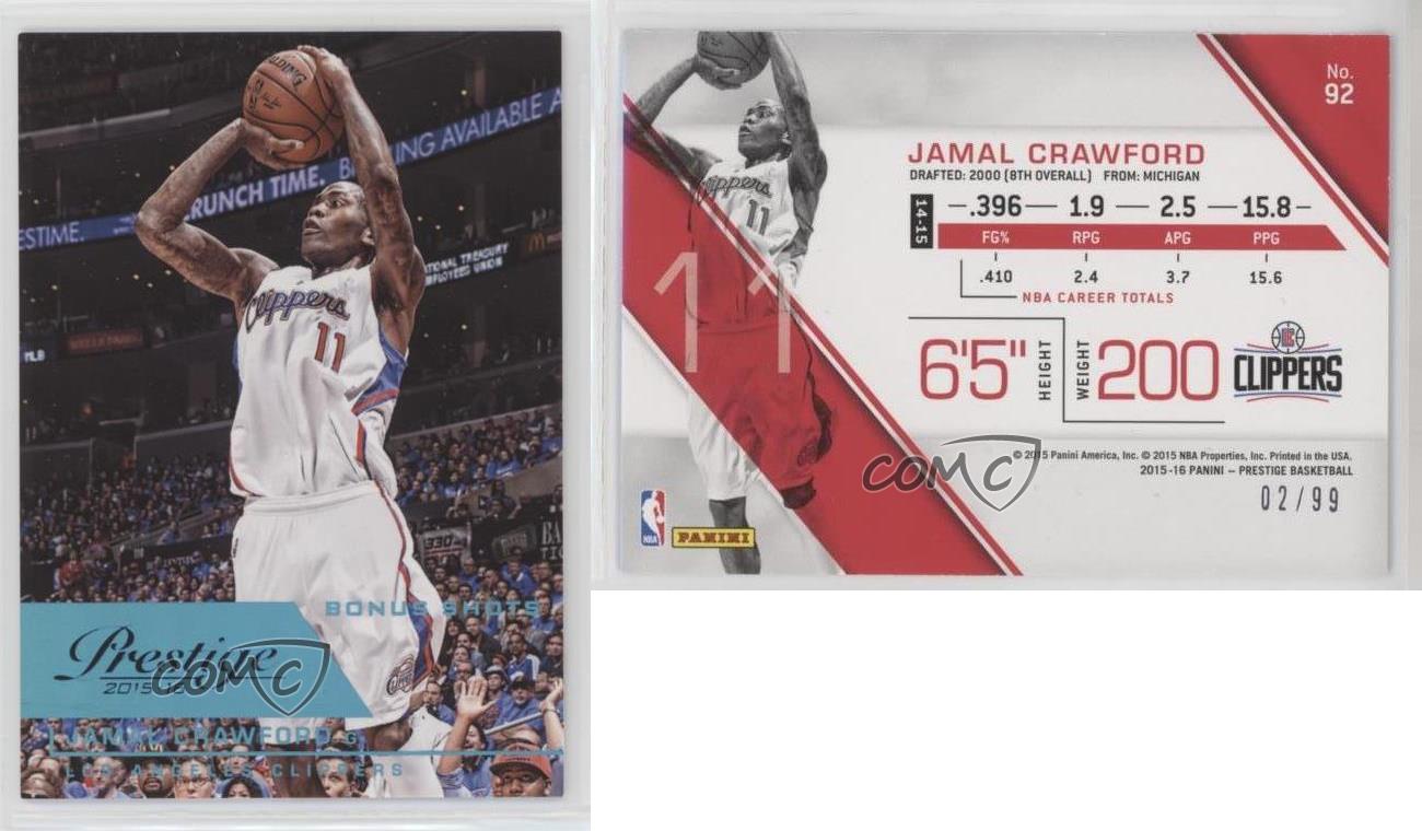 2015-16 Panini Prestige Bonus Shots Blue /99 Jamal Crawford #92 - Picture 4 of 4
