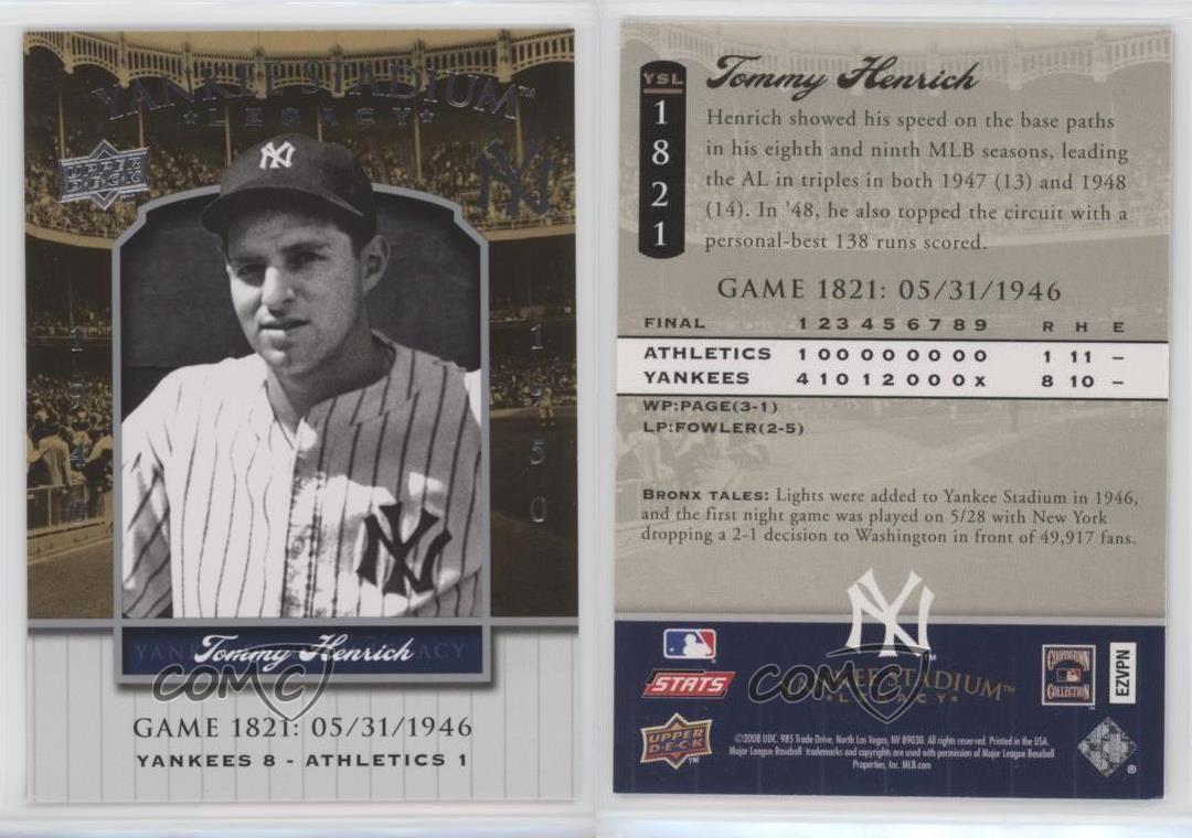 Vendu 2008 Upper Deck Yankee Stadium Legacy Tommy Henrich #YSL1821