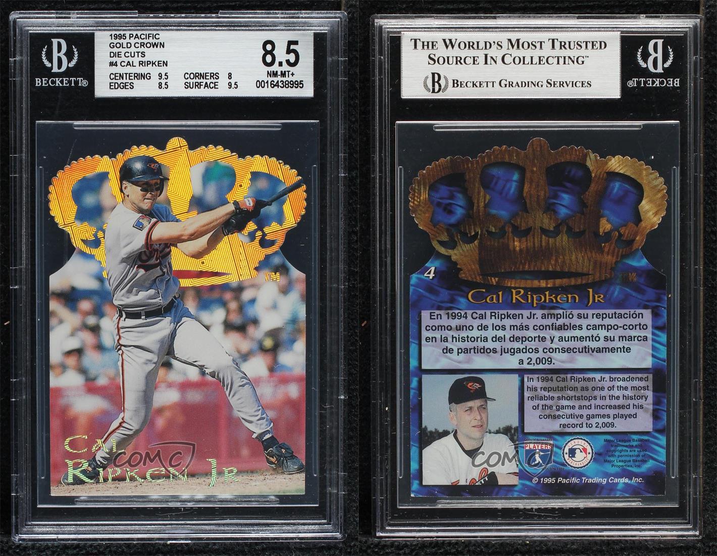 1995 Pacific Crown Collection Gold Crown Die-Cuts Cal Ripken Jr #4 BGS 8.5 HOF - Picture 3 of 3
