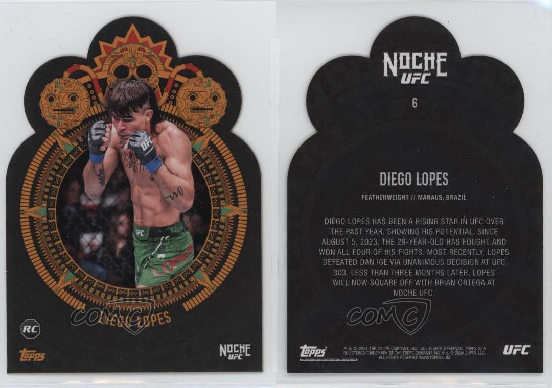 Topps UFC Noche 2024 troquelado Diego Lopes #6 novato radiocontrol - Imagen 3 de 3