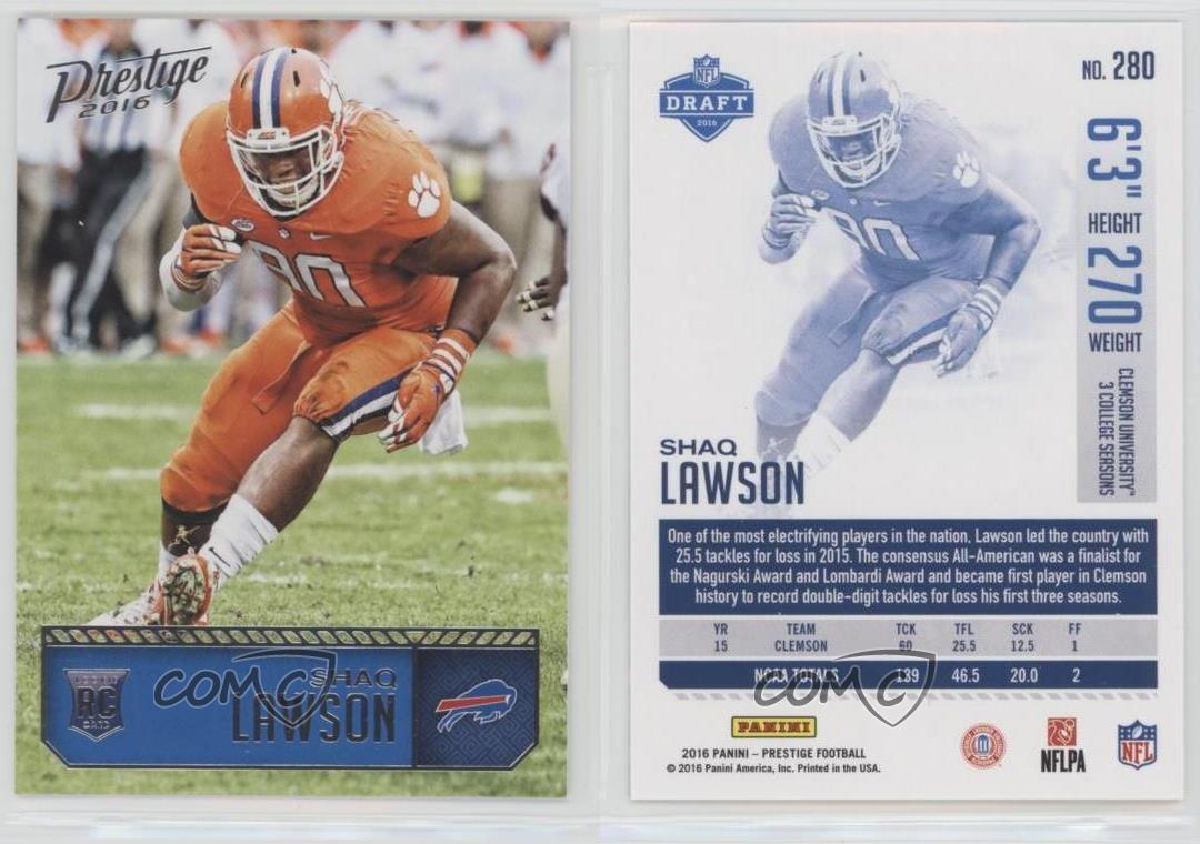 2016 Panini Prestige Shaq Lawson, # 280 fútbol card!!! rookie