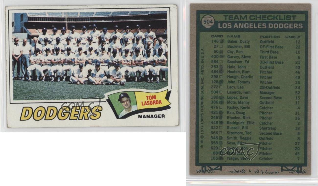 Baseball Card 1977 Topps - Base Los Angeles Dodgers Team; Tommy Lasorda #504