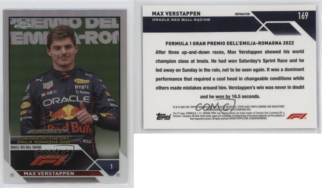 2023 Chrome Formula 1 Grand Prix Driver of the Day Refractor Max Verstappen #169