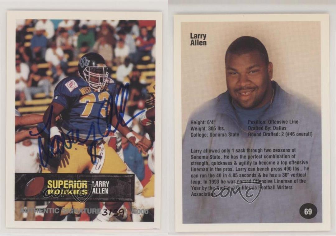 1994 Superior Rookies 5000 Larry Allen 69 Rookie Auto Hof Ebay
