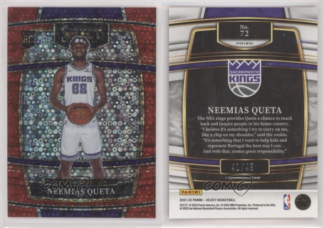 2021-22 Panini Select Basketball #72 Neemias Queta RC Rookie Sacramento  Kings