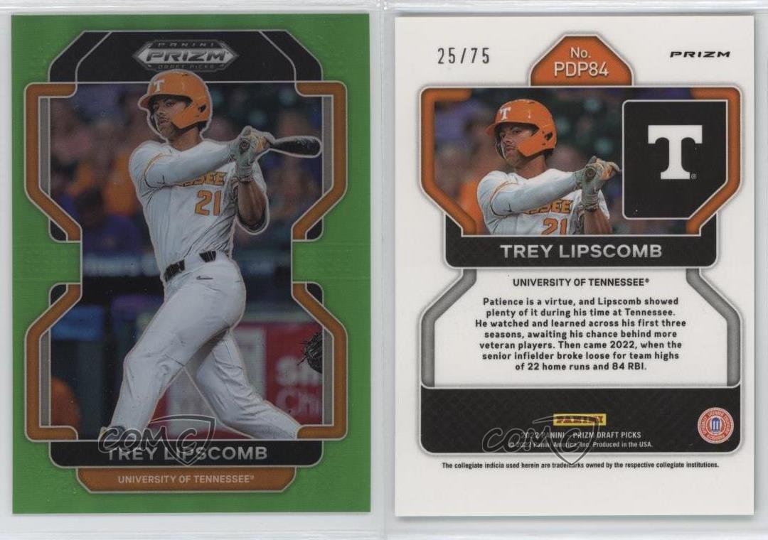 Panini Prizm Draft Picks le plus cher 2022 vert lime Prizm /75 Trey Lipscomb #PDP84