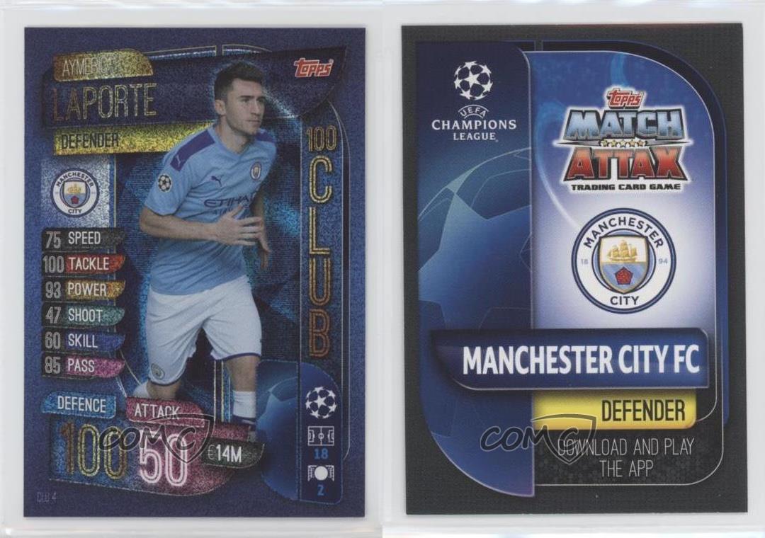 2019 Topps UCL Match Attax Extra 100 Club Foil Aymeric Laporte #CLU4 Rookie RC - Picture 3 of 4