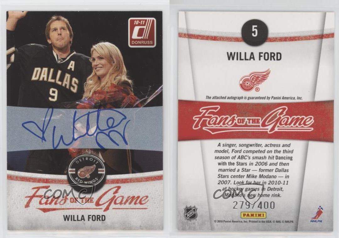 2010 Donruss Fans of the Game /400 (Posed with ) Willa Ford Mike Modano Auto HOF - Picture 3 of 4
