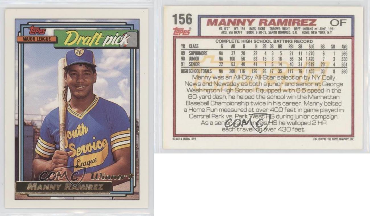  1992 Topps Gold Winners #156 Manny Ramirez MINT RC