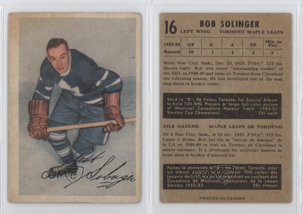 1953-54 Parkhurst Bob Solinger #16