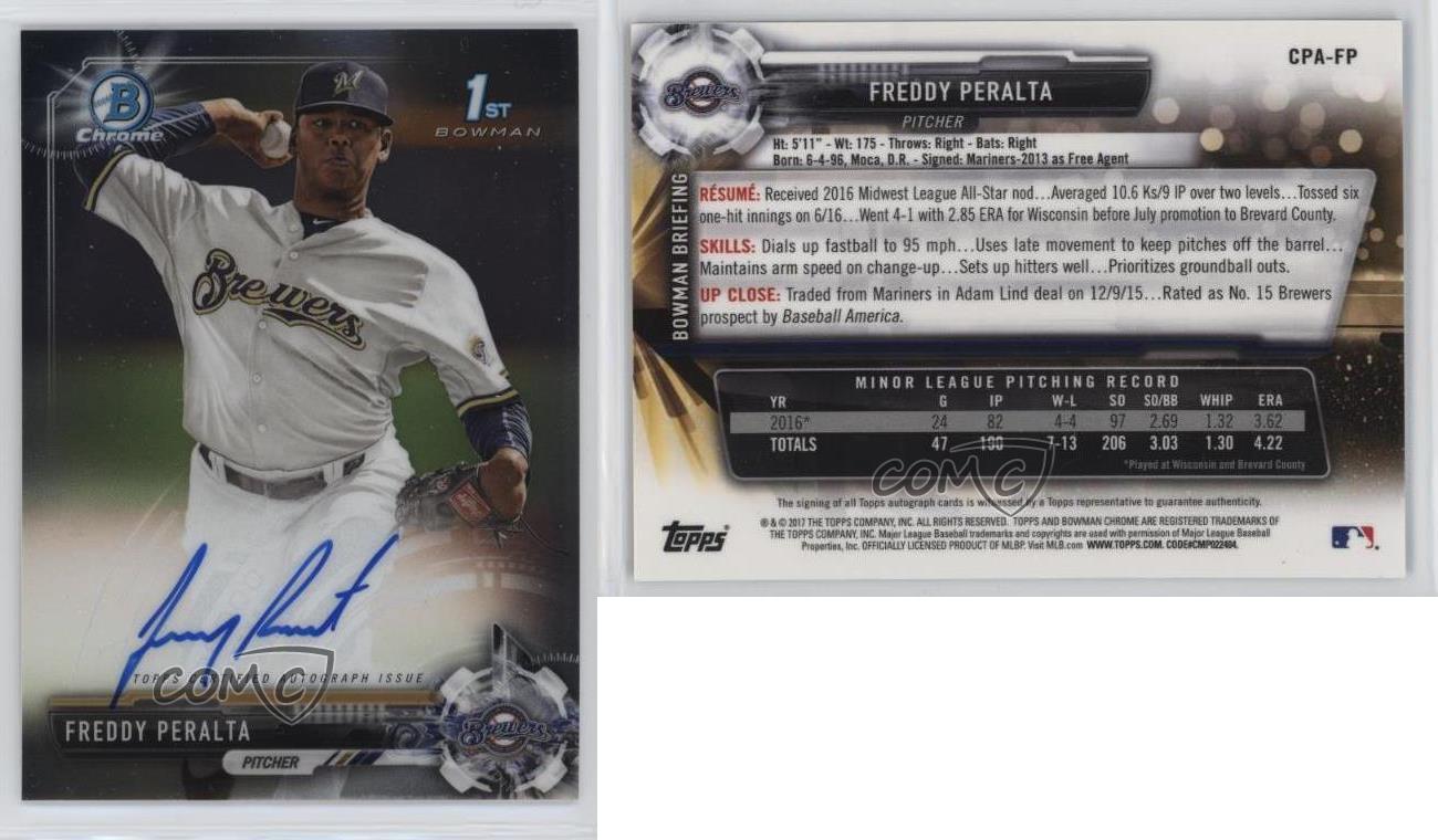 2017 Bowman Chrome Prospect Auto Freddy Peralta #CPA-FP Auto