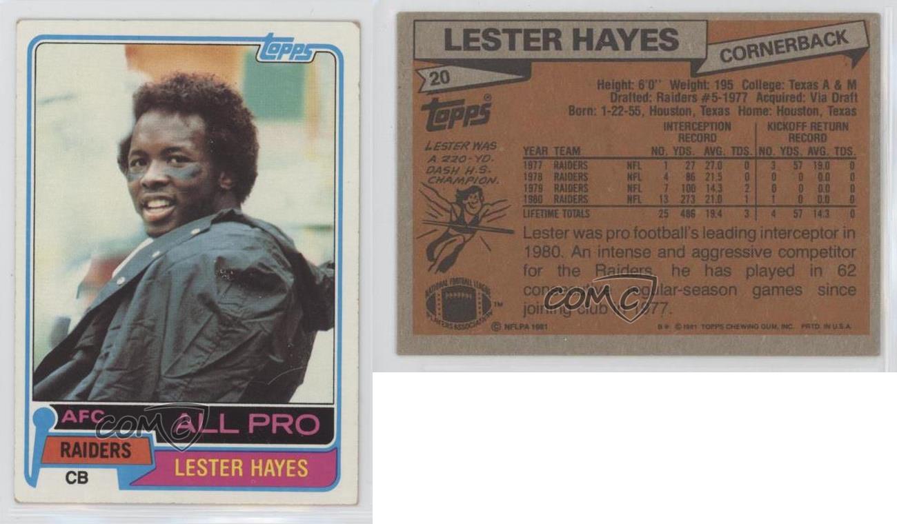 1981 Topps Lester Hayes #20