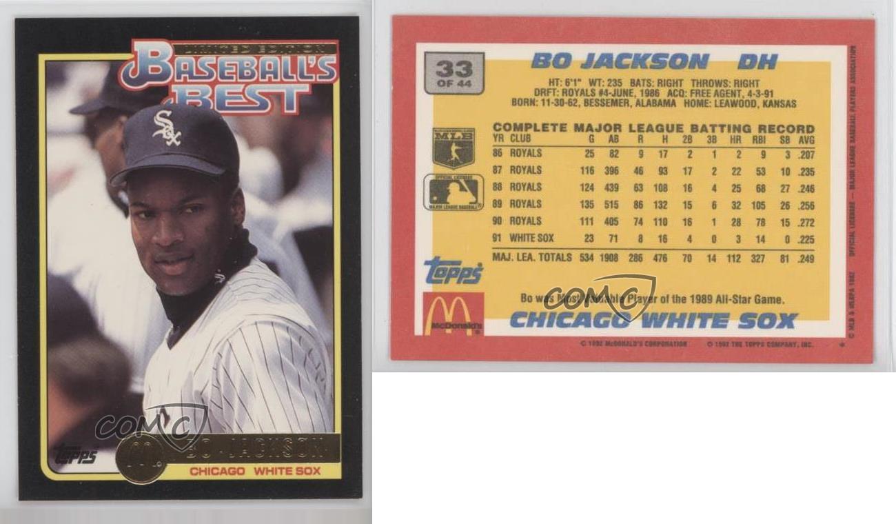 1992 Topps McDonald's Limited Edition Baseball's Best Bo Jackson #33