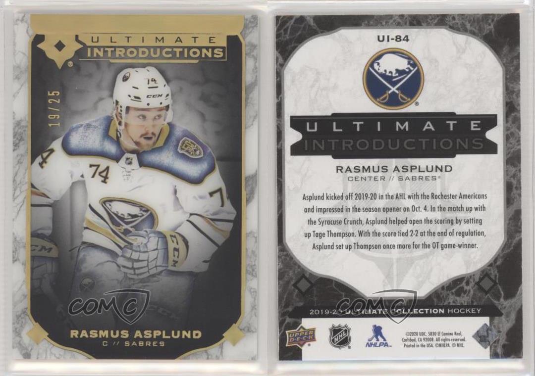 2019 Ultimate Collection Introductions Onyx Black /25 Rasmus Asplund Rookie RC