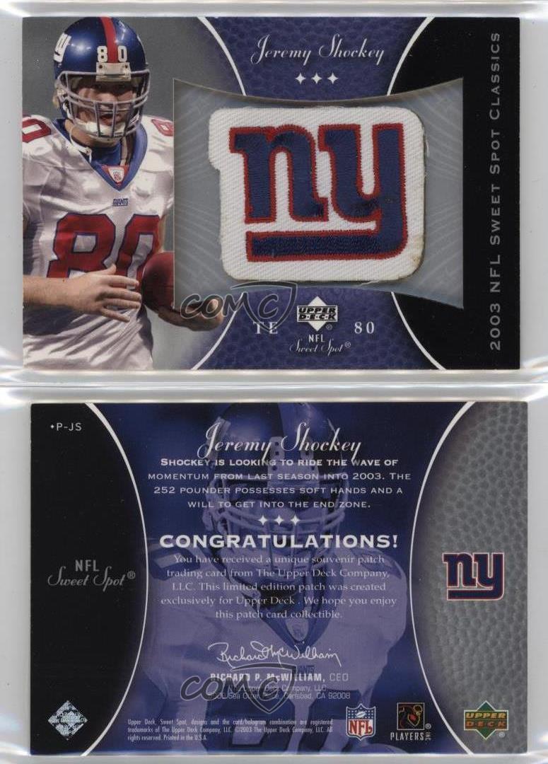 2003 Upper Deck Sweet Spot Classics Embroidered Team Logo Jeremy Shockey Patch