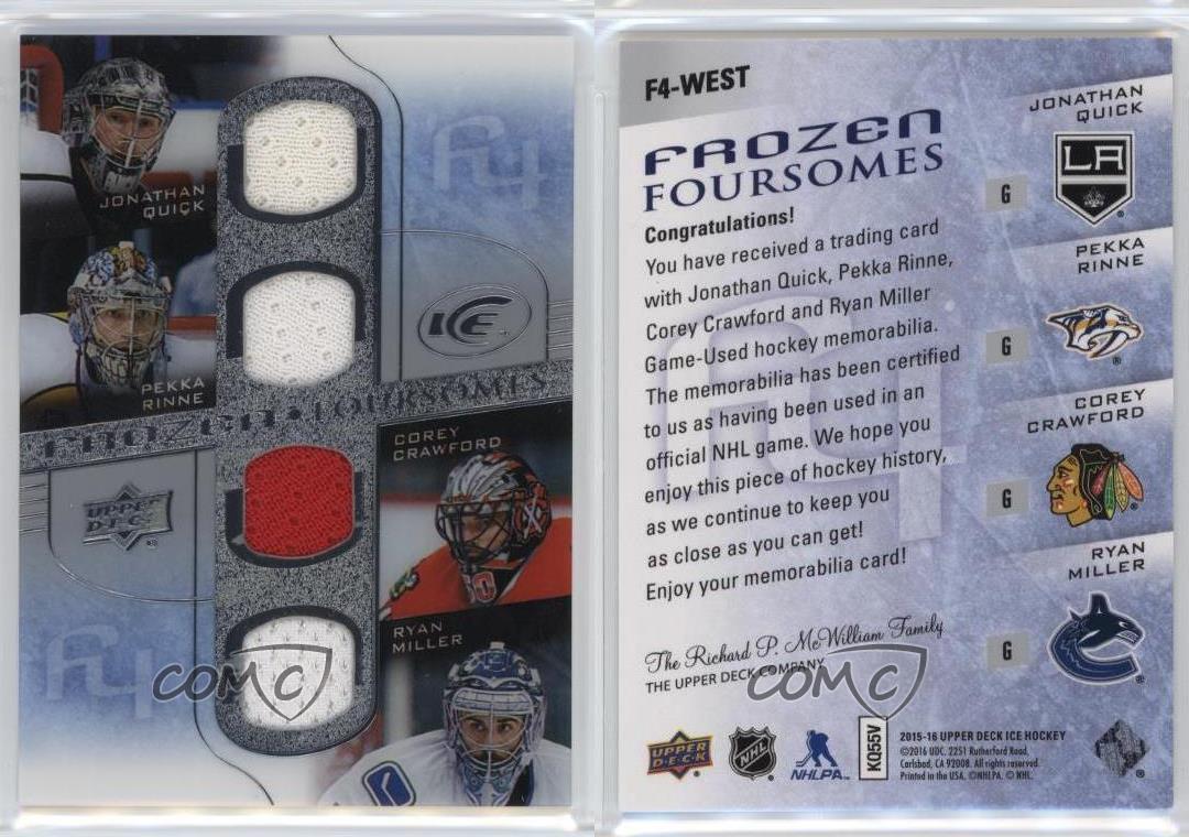 2015 Ice Frozen Foursomes Jonathan Quick Ryan Miller Pekka Rinne Corey Crawford