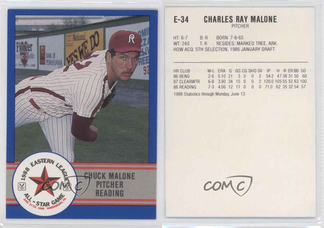 1988 ProCards Eastern League All-Star Game Chuck Malone #E-34 - Picture 3 of 4