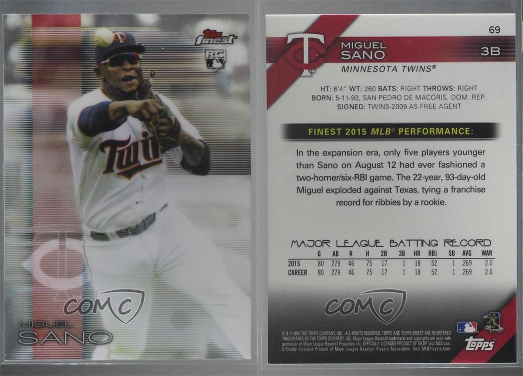 2016 TOPPS FINEST RC MIGUEL SANO #69 TWINS 