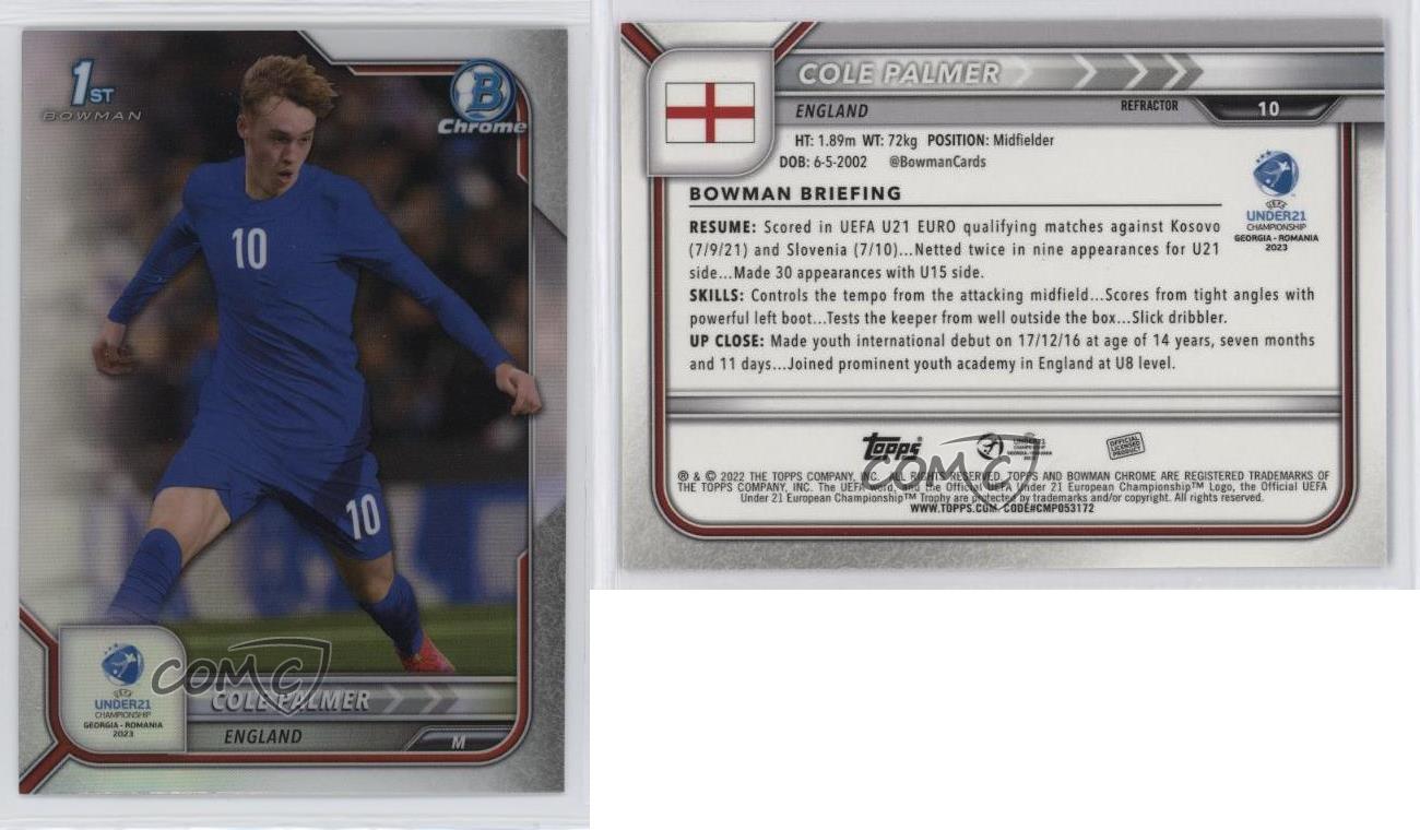 Bowman Chrome Road to UEFA Sub21 Championship Refractor 2022 Cole Palmer #10 - Imagen 3 de 4