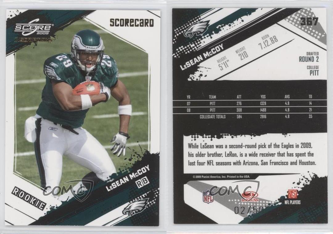 2009 Score Artist Proof /32 LeSean McCoy #367 RC Philadelphia Eagles Rookie