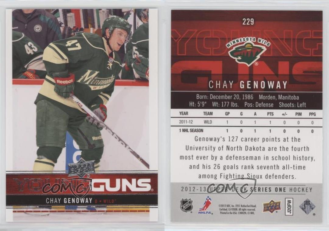 2012 13 Upper Deck Young Guns Chay Genoway 229 Rookie Ebay