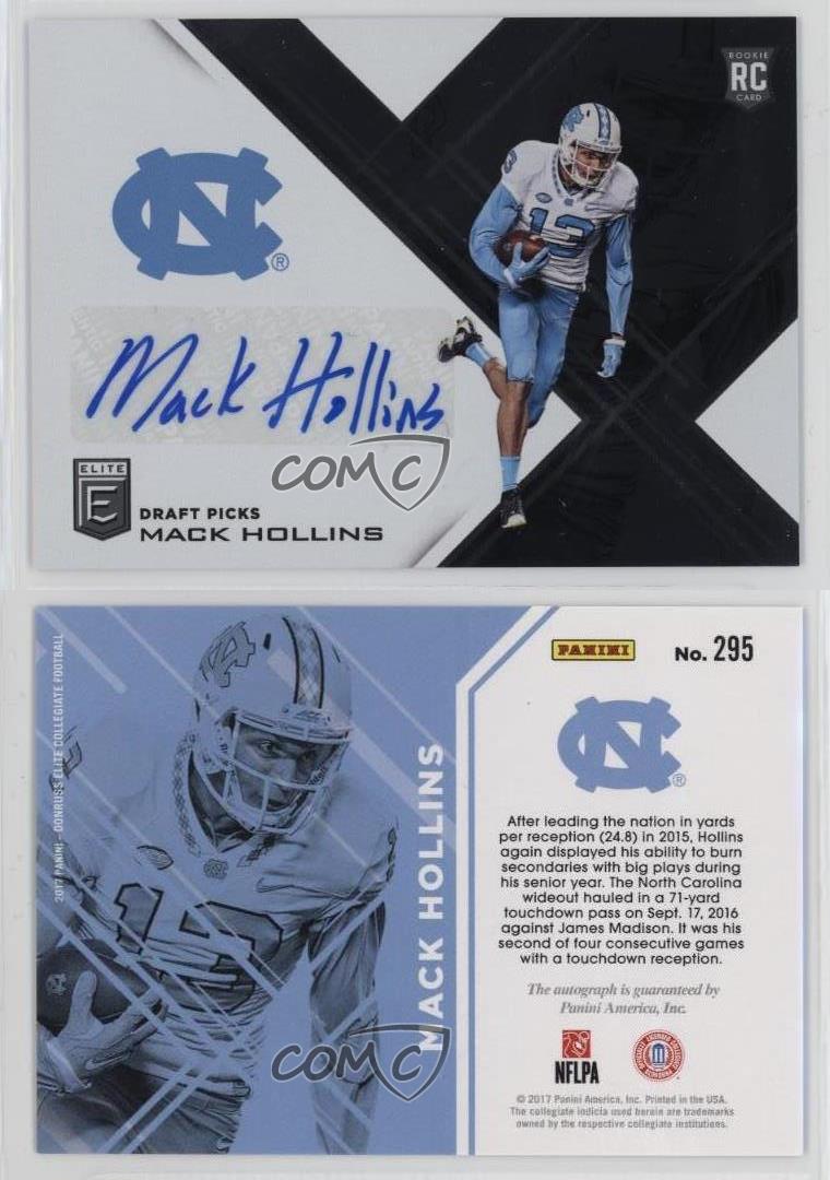 2017 Panini Elite Draft Picks Draft Picks Auto Mack Hollins #295 Rookie Auto RC