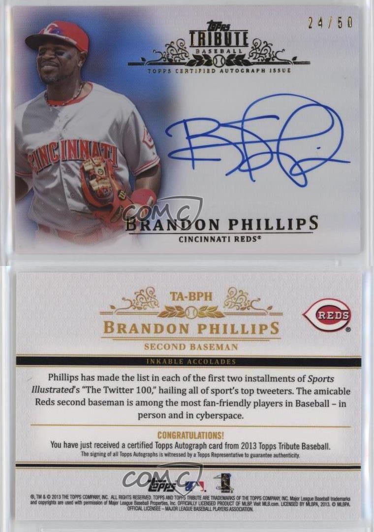 Topps Tribute 2013 automático azul/50 Brandon Phillips #TA-BPH automático - Imagen 3 de 3