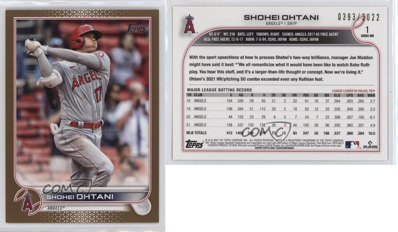 2022 Topps Series 1 Gold /2022 Shohei Ohtani #1 - Picture 3 of 3
