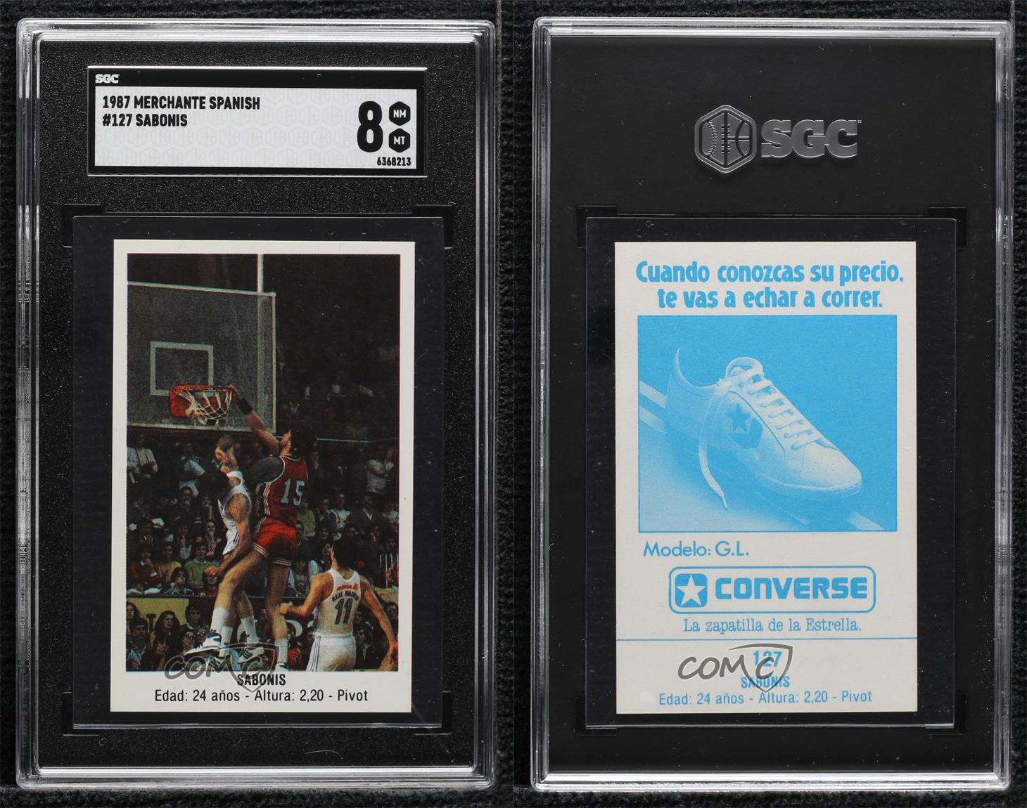 Stickers espagnols Converse Merchante 1988 Arvydas Sabonis #127 SGC officiel 8 HOF