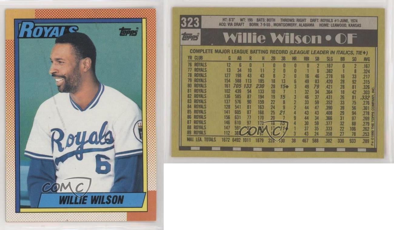 Willie Wilson #323 Topps 1990 Baseball Card (Kansas City Royals) VG