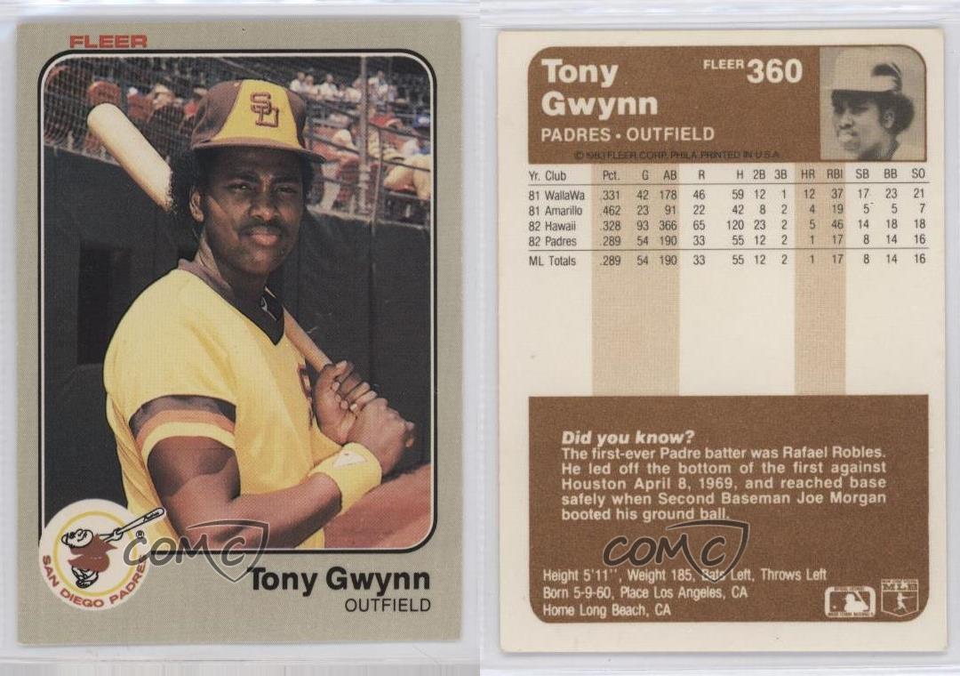 1983 Fleer Tony Gwynn #360 Rookie RC HOF | eBay 1983 Fleer Tony Gwynn #360 Rookie RC HOF | eBay