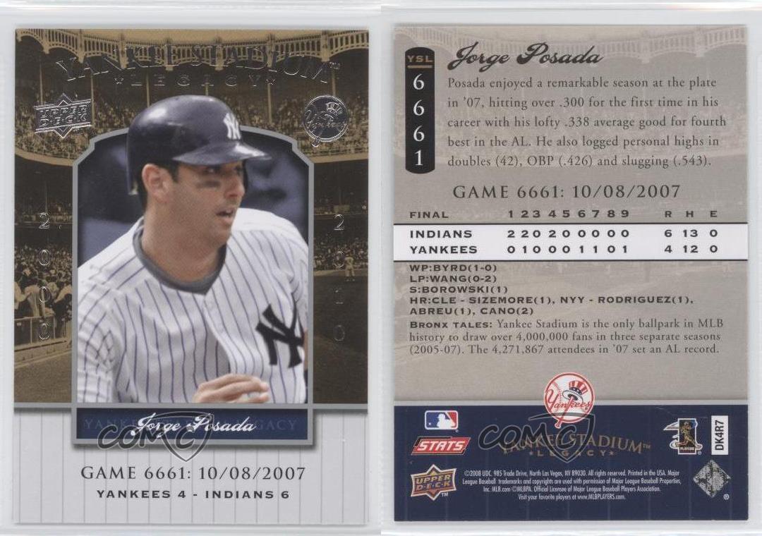 2008 Upper Deck en ligne Yankee Stadium Legacy Jorge Posada #YSL6661