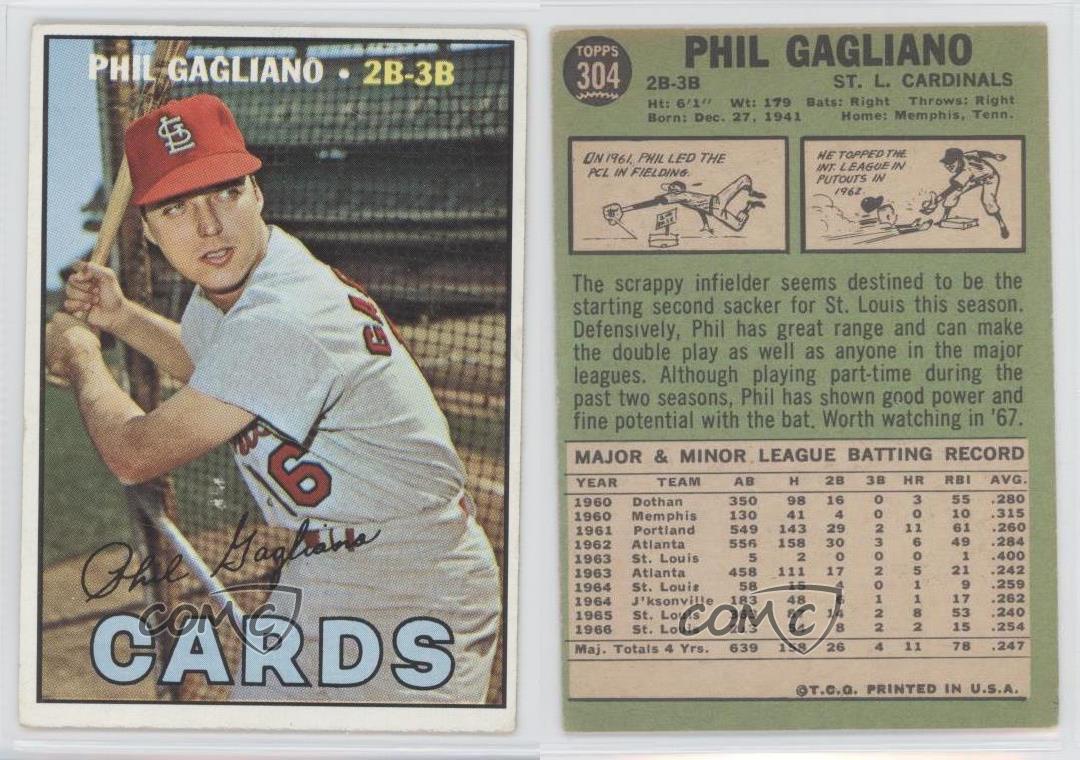 1967 Topps #304 Phil Gagliano St. Louis Cardinals Baseball Card | eBay
