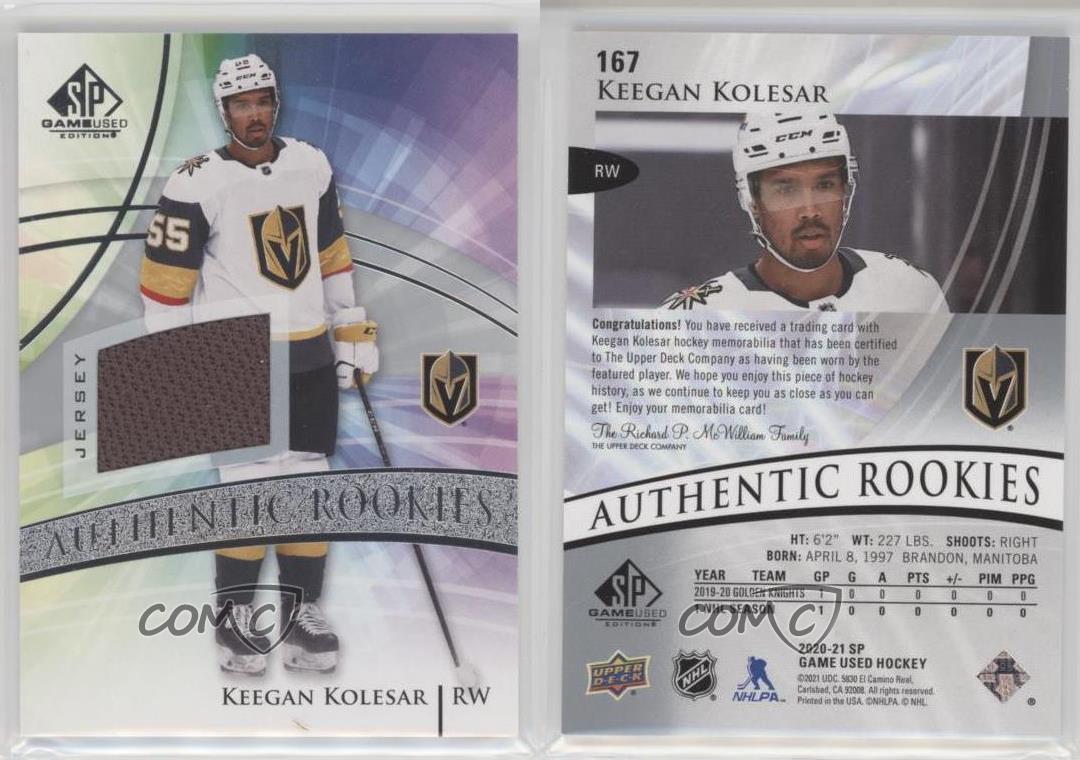 2020 SP Game Used Authentic Rookies Silver Jersey Keegan Kolesar #167 Rookie RC