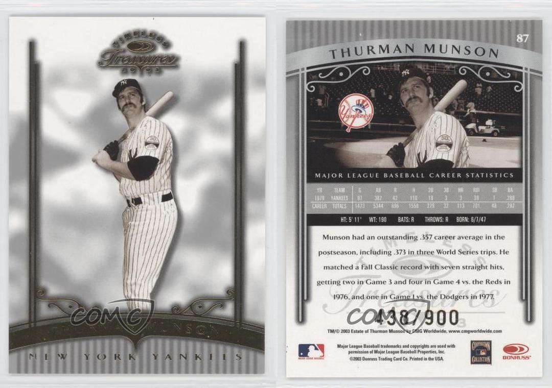 2003 Donruss Elite Throwback Threads /10 Thurman Munson #TT-80