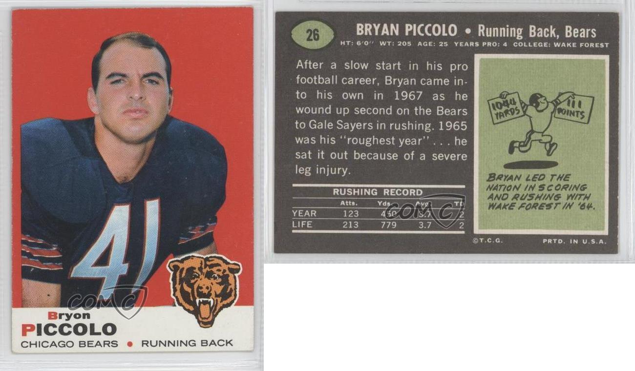 1969 Topps 26 Brian Piccolo Chicago Bears RC Rookie Football Card eBay