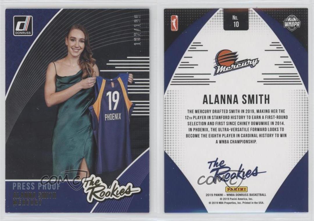 2019 Panini Donruss WNBA The Rookies Press Proof /199 Alanna Smith #10 RC - Picture 3 of 3