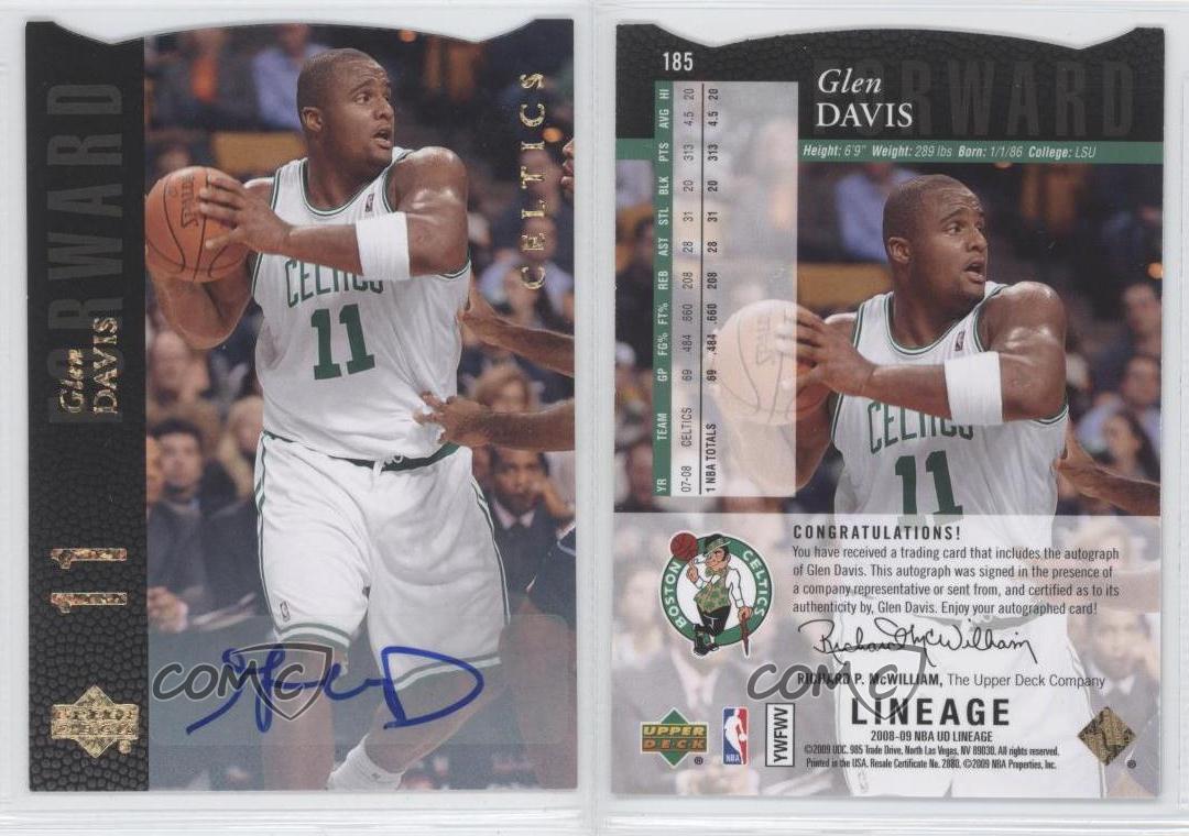 2008-09 Upper Deck Lineage SE Die-Cut Auto Glen Davis #185 Auto - Picture 3 of 3