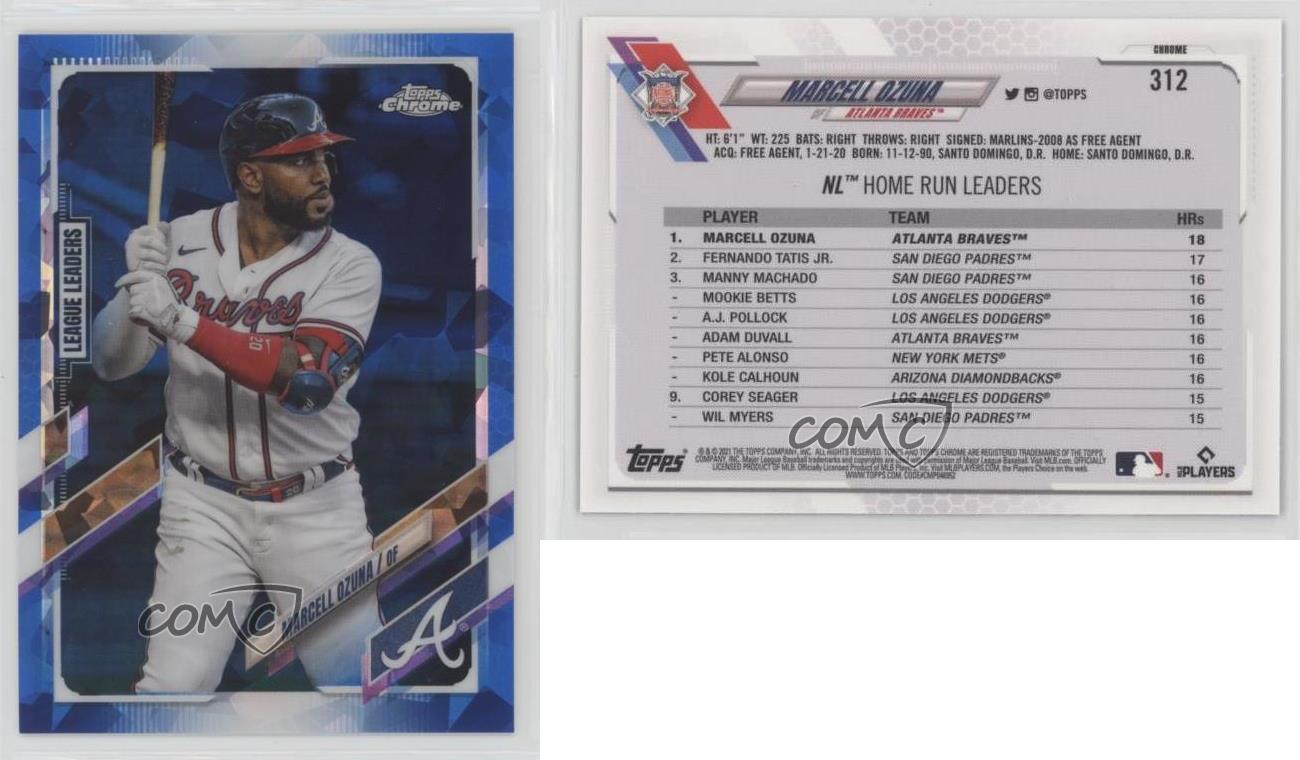 Topps 2021 edición cromo zafiro líderes de la liga Marcell Ozuna #312 - Imagen 3 de 4