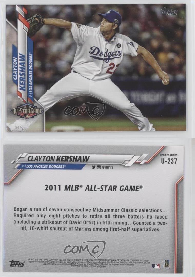 2020 Topps Update Clayton Kershaw 2017 All Star Game Jersey Card Dodgers ID2