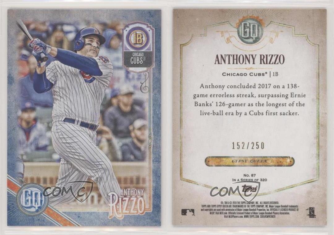 2018 Topps Gypsy haute qualité Queen Indigo /250 Anthony Rizzo #87