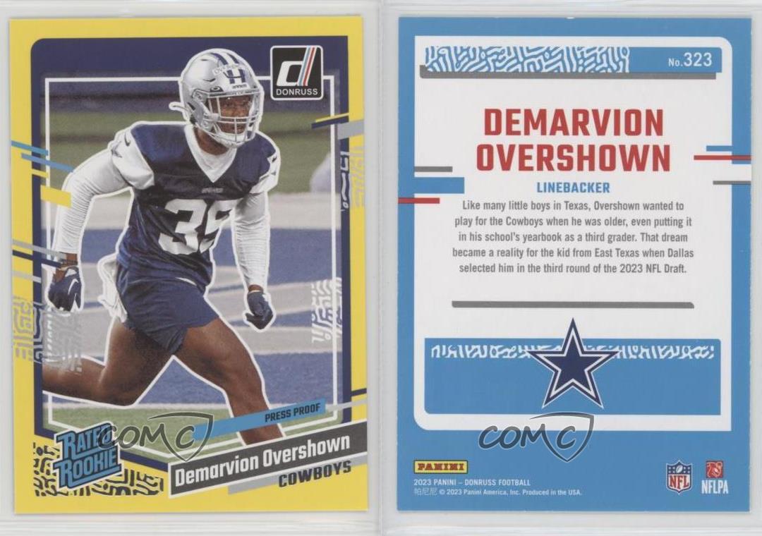 2023 Panini Donruss Rated Press Proof Yellow DeMarvion Overshown #323 Rookie RC