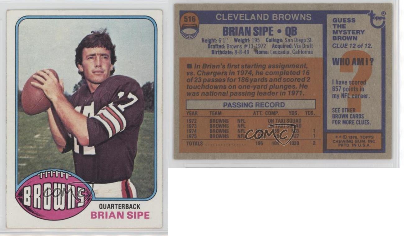 1976 Topps #516 Brian Sipe Cleveland Browns RC Rookie Football Card | eBay
